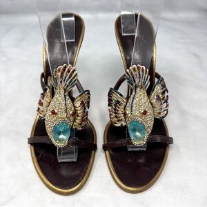 Giuseppe Zanotti Vintage Y2K Iconic Lionfish Embellished Sandal Heels Rare 38
